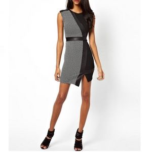NWOT Asymmetric Wrap Dress Black/Geometric Print